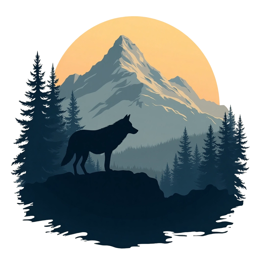 Mountain Wolf Silhouette